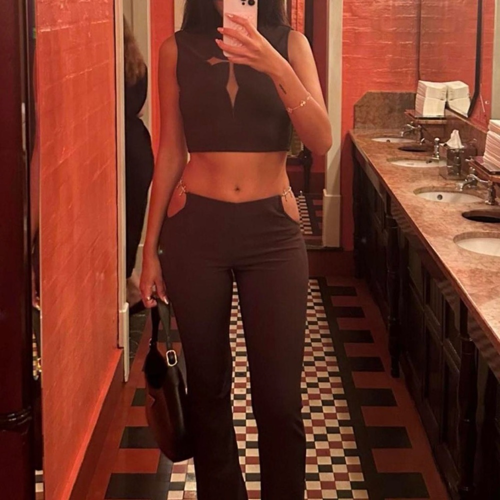 LOBA by Cindy Kimberly Valeria Crop Top and Pants Set in Dark Brown